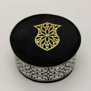 White & Black Patta Designer Handmade Made Cap